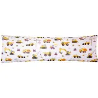 Heubergshop Seitenschläferkissenbezug, (1 Stück), 40x145cm Bagger Baufahrzeuge Kräne 100% Baumwolle Kinder (EW-Bagger)