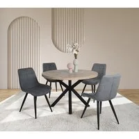 Duo Collection Essgruppe Esszimmergruppe Damira & Iris, (Set, 5-tlg., 5-tlg), Ø 120 cm, massives Metallgestell, bis 100 kg belastbar