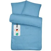 Carpe Sonno Bettwäsche Damast Bettwäsche "Basic" aus 100% Baumwolle - Blau Streifen, Damast, 2 teilig, Damast Bettwäsche 135x200 Streifen Bettwäsche blau