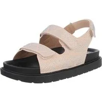 Ital-Design Stylische Damen Sandalen mit Klettverschluss und Komfort Riemchensandalette (89542592) Flach Plateausandaletten in Beige