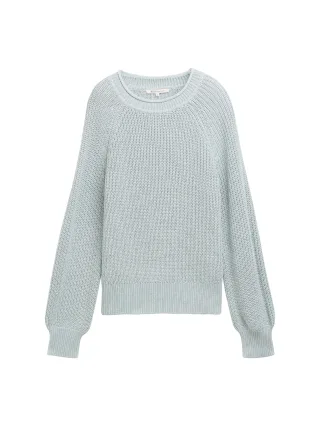 Denim Tom Tailor - Strickpullover mit leichten Ballonärmeln silver cloud blue melange - Gr. - XXL
