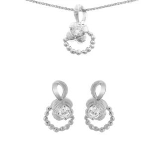 Orphelia Damen 925 Sterling Silber Set: Kettenanhänger + Ohrringe - Silber SET-5236