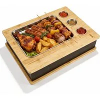 i@home Warmhalteplatte Grill-Warmhalteplatte, Speisenwärmer aus Edelstahl für Grillpartys, 30*40*9.5cm