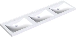 KWC Aquarotter Reihenwaschtisch, QUADRO, MIRANIT, 2100x125x530 mm, 3 Mulden re-eckig, Hl., 200009001 2000090015