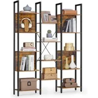 VASAGLE Bücherregal, mit 14 Ablagen, Regal mit Metallrahmen, für Wohnzimmer, Büro