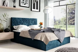 Boxspringbett Schlafzimmerbett 140x200cm LAZARO Nr.1 Blau inkl. Bettkasten