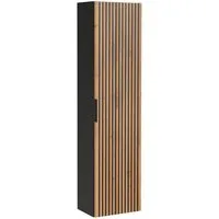einfachgutemoebel Waschtisch-Set Bad Hochschrank Tribune, 1-türig 140cm hoch, Schwarz - Wotan-Eiche, (Badmöbel Set, 1-St., Hochschrank)