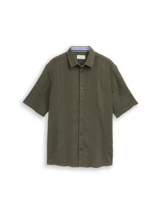 Tom Tailor - Comfort Fit Kurzarmhemd aus Baumwolle grün - Gr. - XL