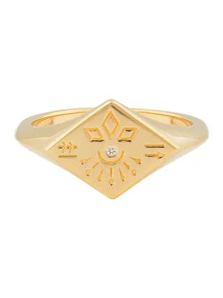 cai Ring 925 Silber vergoldet Siegelring Raute Tattoo