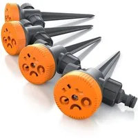Brandson Versenkregner 5-Fach Rasensprenger, Rasensprinkler, Flächenregner, Garten Sprinkler, 21 cm lang, (4-St., 5-fach Flächenregner inkl. Bodenspieß), Mit Wählscheibe für Flächenarten: Kreis Halbkreis Viertelkreis Fächer
