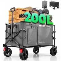 HOMECALL Bollerwagen Handwagen 200L XXL-Volumen mit praktischer Kühltasche (Strandwagen Klappbar Transportwagen), Für Einkaufen, Camping, Garten, Dogs