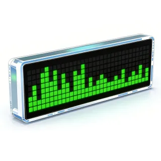 Music Spectrum Clock DIY Kit 8x32 LED Matrix 256 LEDs USB-C 5V Audio Reactive Transparent Acrylic Case Time Display Desk