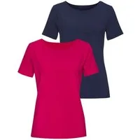 LASCANA T-Shirt mit Rundhals-Ausschnitt (2er-Pack) aus luftiger Baumwoll-Modal-Qualität