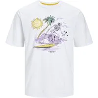Jack & Jones Rundhalsshirt Jack&Jones Shirt XXL JJZION weiß Totenkopfprint