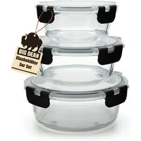 BigDean Mikrowellenbehälter Glasbehälter mit Deckel in 3 Größen Mikrowellengeschirr Glas, Glas, (Set, 1-tlg., Glasbehälter), Glas Mikrowellen Behälter Set, Borosilikatglas, 3 Größen, BPA-Frei