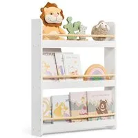 SONGMICS Spielzeugtruhe Bücherregal Kinder, mit 3 Ebenen, Spielzeugregal, Wandregal, für Kinderzimmer, Spielzimmer
