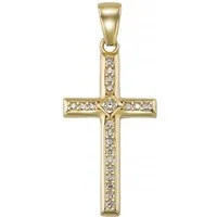 trendor Kreuzanhänger 21834, Anhänger Kreuz Gold 333/8K mit Zirkonia 21 mm