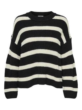 JDY - JDYJUSTY L/S STRIPE PULLOVER KNT NOOS Black - Gr. - XL