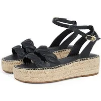Tommy Hilfiger LEATHER ROPE REAL ESPAD SANDAL Keilsandalette, Plateau, Sommerschuh, Riemchensandale mit verstellbarer Schnalle