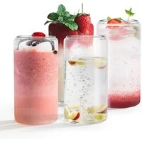 FIVMEN Cocktailglas Gläser Trinkgläser mit Deckel Stroh 550ML Cocktailgläse Wassergläser, 4-tlg., für Smoothie, Latte, Macchiato, Whiskey Familie, Camping, Party, Bar