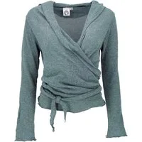 Guru-Shop Longsleeve Wickelshirt, Baumwollstrick Pullover,.. alternative Bekleidung