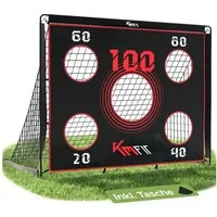 KM - Fit Fußballtor 2-in-1 Fußballtor 150x120 cm mit Zielplane & Tragetasche (2-in-1 Fußballtor mit Zielplane 150x120 cm), 2-in-1 Funktion, Zielplane, faltbar, wetterfest, inkl. Tragetasche