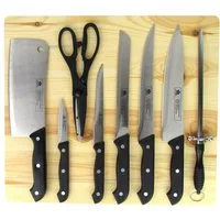 sbs Messer-Set 9-tlg. Messerset mit Holzbrett (Spar-Set, 9-tlg), Inkl. Universalschere