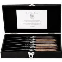 Laguiole Style de Vie Steakmesser LAGUIOLE STEAKMESSER "MISCHHOLZ", 6 Holzarten, 6 Messer im Etui (6 Stück)