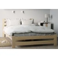Home Collective Holzbett mit Lattenrost Modern Bett Kiefer Bettgestell Massivholzbett Klassisch (90x200, 120x200, 140x200, 160x200 cm), Doppelbett, Skandi Boho Landhaus Kopfteil hoch 160x200 cm natur