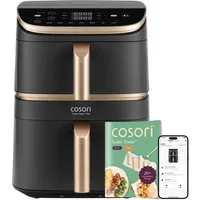 Cosori Heißluftfritteuse Cosori Turbo Tower Pro Smart CAF-DC123S, vertikaler Doppelkammer, Keramik-Körbe, 2630 W, 2 DC-Motoren, 7 Funktionen, 2 Keramik-Körbe, 10,8L (4,3l + 6,5l)