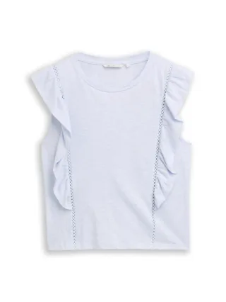 TOM TAILOR Denim - T-Shirt mit verspielten Volant-Details blau - Gr. - M