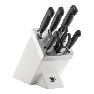 ZWILLING VIER STERNE 7-tlg, Selbstschärfender Messerblock, Weiß