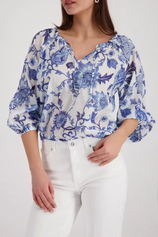 monari - Bluse mit Blumenmuster marine gemustert - Gr. - 38