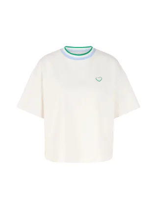 Marc Cain Sports - Shirt mit Herz und Ringeldetail off-white - Gr. - 36