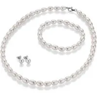 Firetti Schmuckset Multipack Schmuck Geschenk Silber 925 Halskette Armband Ohrstecker (Set, 4-tlg), Made in Germany - mit Süßwasserzuchtperlen