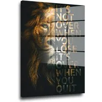 Artedinoi Acrylglasbild Löwe Motivation Acrylglasbild Wandbild Zitat Schwarz Weiß Sport XXL, Majestätischer Löwe mit Motivations-Zitat