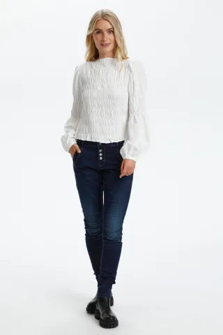 Langarm-Bluse Feminine white