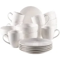 MÄSER Frühstücks-Geschirrset Service, Dalia (Teller, Schale, Kaffeebecher) (18-tlg), 6 Personen, Porzellan, Vintage Look, 18 Teile, für 6 Personen
