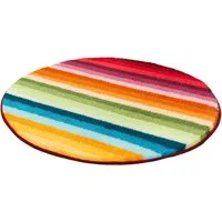 Kleine Wolke Badematte Funky, Badvorleger, Badezimmer Teppich, Höhe 15 mm, rutschhemmend beschichtet, fußbodenheizungsgeeignet, Kunstfaser, rund, Badteppich, modernes Streifen Design, waschbar