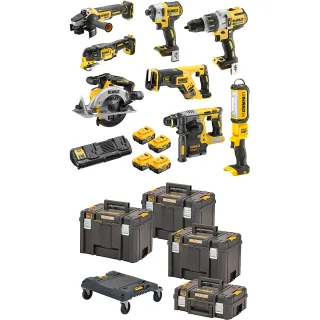 DEWALT 8er Akku-Kombopack 18V XR + 4 Akku + Schnellladegerät I - DCK853P4T-QW