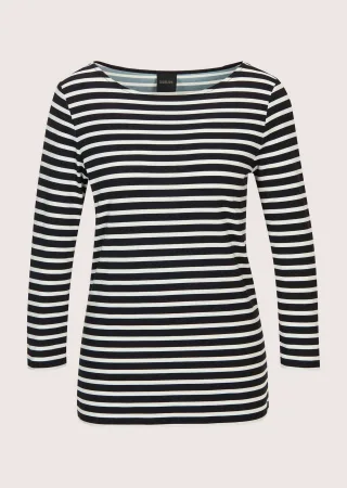 MADELEINE 3/4-Arm-Shirt "Shirt Ringelshirt mit U-Boot-Ausschnitt, Halbarm" Ringelshirt mit 3/4-Arm