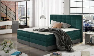 Boxspringbett Bett PRATO Polyesterstoff Dunkelgrün/ Grau 120x200cm