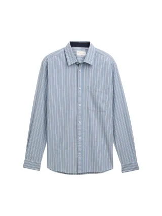 Tom Tailor - Regular Fit Hemd mit Streifenmuster teal navy stripe - Gr. - XXXL