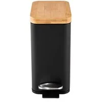 HTI-Living Mülleimer Pedalmülleimer Modern 5 Liter Schwarz Natur, Abfalleimer Holzdeckel mit Soft-Close-Funktion