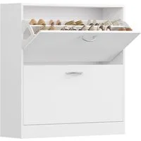 Homfa Schuhschrank mit 2/3 Klappen Schuhregal (1-St) Schuhkipper weiß 2 Türen/3Türen 80/100 x 80 x 23.5cm