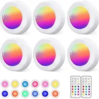 Luckice Unterschrankleuchte 3 Stück Batteriebetrieben LED RGB Spots mit Fernbedienung, RGB mit 13 Farbmodi, 13 Farbwechsel Kabellos Vitrinenbeleuchtung, Dimmbar Unterbauleuchte Küche LED Lampe zum Kleben Schranklicht, Nachtlicht mit Fernbedienung und
