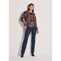 MADELEINE Langarmshirt Ethno-Sweatshirt mit Kimono-Ärmeln U-Boot-Ausschnitt, ethno Print, moderner Schnitt