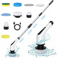 Fine Life Pro Elektro-Oberflächenbürste 9 in 1 Elektrische Reinigungsbürsten-Set mit Verlängerungsgriff, Set, mit 9 austauschbaren Bürsten für Toilette, Badewanne, Küche, Boden