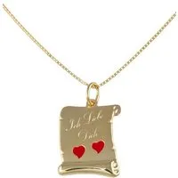 Firetti Kette mit Anhänger Schmuck Geschenk Gold 375 Halsschmuck Halskette Goldkette Venezianer, mit Emaille und fester Gravur "Ich liebe Dich"