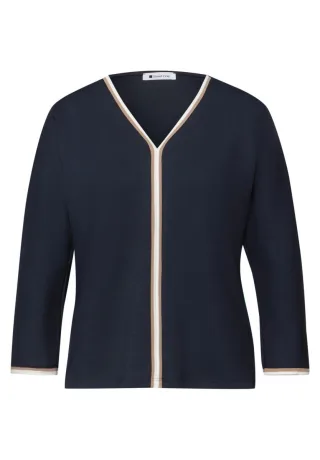 Street One - 3/4-Arm Shirt mit Kontrastdetail blau - Gr. - 36